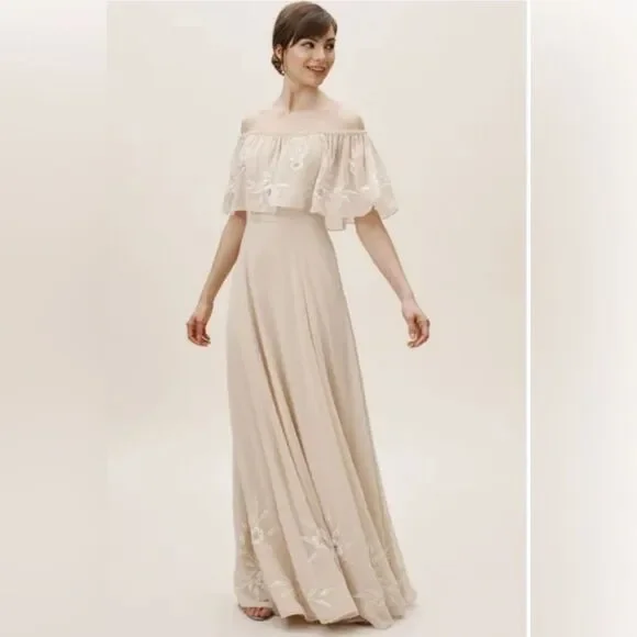 Brittany Dress from BHLDN with floral embroidery and delicate beading. - Picture 2 of 9